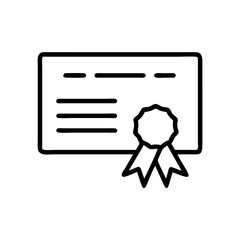 A certificate with a ribbon is displayed isolated on white background