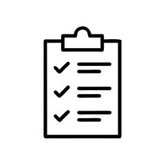 A clipboard with checkmarks is displayed isolated on white background