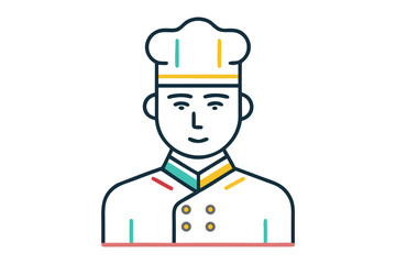 Culinary Artisan: A line art illustration of a culinary professional exudes confidence and skill, representing expertise in the art of fine dining.