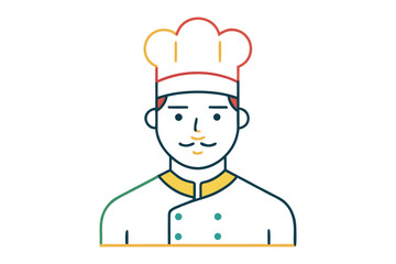 Chef Portrait: Capturing a culinary expert's confidence, This vibrant image showcases a detailed illustration of a chef, exuding professional poise.