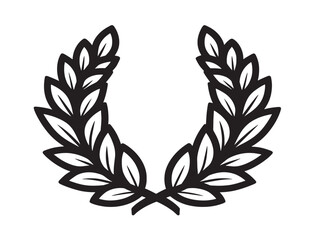 Classic Emblem with Leaf Pattern Line Drawing