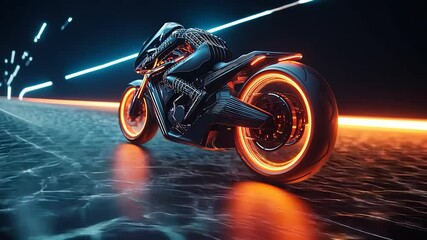 Futuristic motorcycle in motion - Powered by Adobe