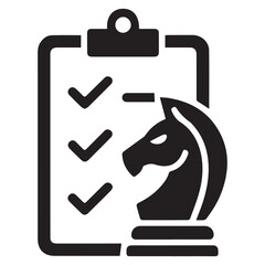 Task Checklist with Strategy Icon – Chess Knight Outline