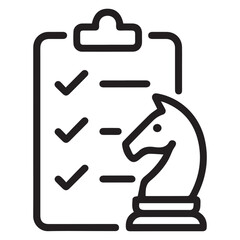 Strategic Planning Checklist Icon with Chess Knight Symbol