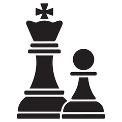Chess King and Pawn Silhouette Icon – Strategy Game Symbol