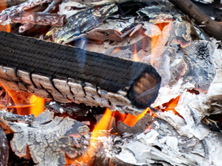 hot coals burning in a fireplace