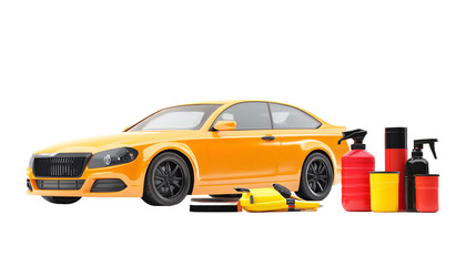 Naklejka premium Car Detailing Kit for Cleaning and Car Maintenance - Isolated on White Background