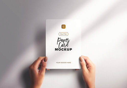 5x7in Rounded Corners Card Mockup in Woman Hands