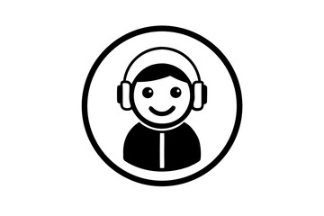 Naklejka premium Person listening music with headphones silhouette vector illustration