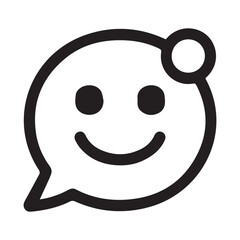 Smiley Face Chat Bubble with Notification Icon – Line Style