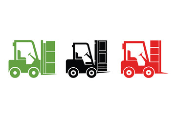 Fototapeta premium Forklift Silhouette Icon Vector Illustration for Warehouse and Logistics