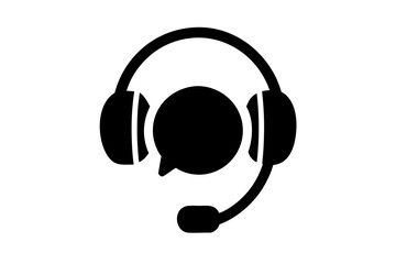 Headset customer service communication support center silhouette vector illustration