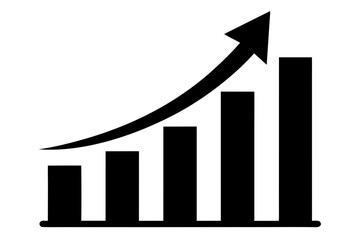 Rising graph chart diagram business success silhouette vector illustration