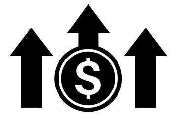 Obraz premium Money growth arrows currency investment profit silhouette vector illustration