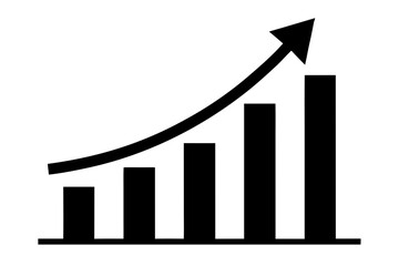 Rising bar graph chart arrow business finance silhouette vector illustration