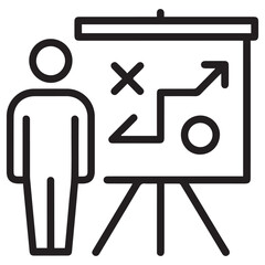 Strategy Presentation Icon with Business Plan Elements