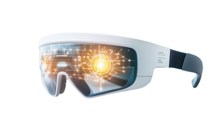 Futuristic smart glasses with holographic display showcasing advanced technology and innovative design elements