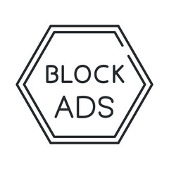 Obraz premium A hexagonal icon with the words Block Ads written on it, designed to visually promote ad blocking solutions on various internet platforms