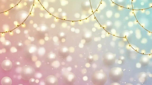 Festive pastel bokeh background with string lights