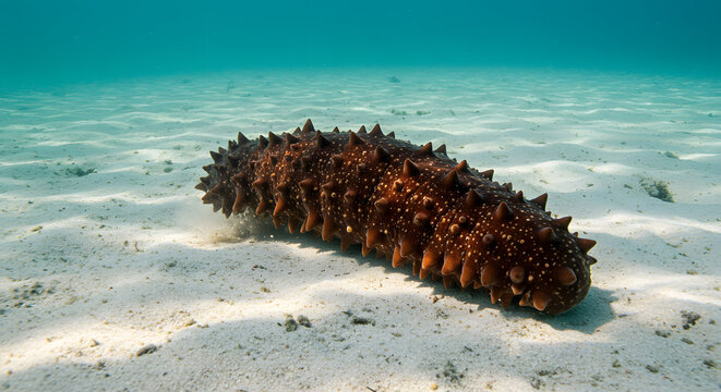 Camouflaged Sea Cucumber Blending into Seafloor PNG