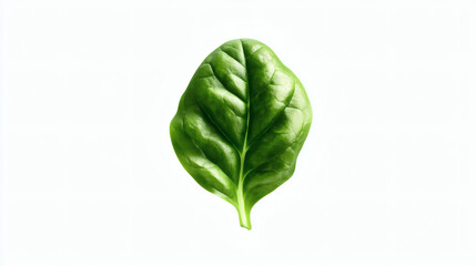 Obraz premium A close-up shot of a fresh, vibrant spinach leaf isolated on white.