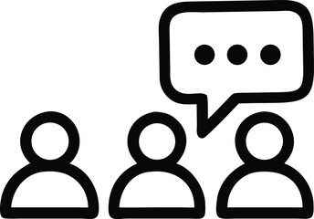 group chat icon, team communication line art vector