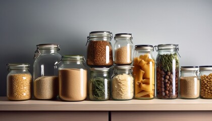 pantry staples in glass jars food storage minimalist food photog