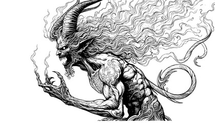 incubus isolated on white, devil illustration