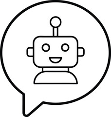 Fototapeta premium chat bot icon, vector and line art symbols for AI assistants, digital support, and automated messaging