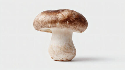 Fototapeta premium A pristine porcini mushroom stands isolated against a clean, bright white backdrop, ready for harvest.
