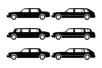 Fleet of Luxury: A fleet of sleek black limousines and elegant sedans arranged, showcasing automotive style. capturing the essence of prestige.