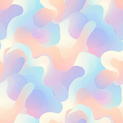 Seamless pastel abstract pattern with organic flowing fluid shapes and soft gradients