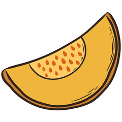 Hand drawn pumpkin slice svg doodle, cartoon element, sticker, clipart for autumn, thanksgiving decor, prints, cards, banners, etc. 