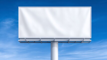Obraz premium A blank billboard stands prominently against a clear blue sky ready for advertising and promotional displays ideal for marketing concepts. Unblemished signage awaits vibrant campaign
