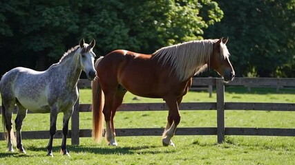 Two horses in a field, a horse breeding