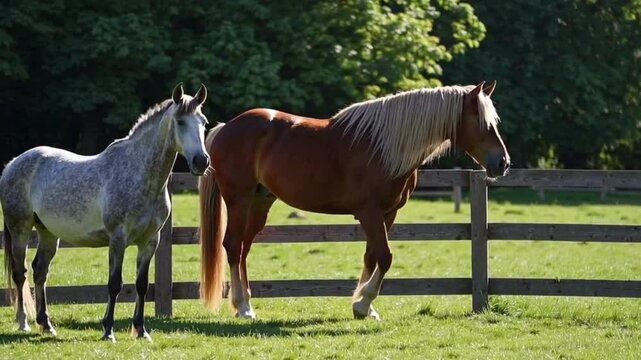 Two horses in a field, a horse breeding