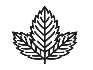 Beautiful Green Leaf Emblem Icon with Soft Lines