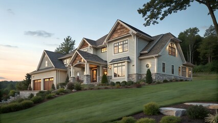 Obraz premium A charming old cottage in the village with a red roof and spacious garden