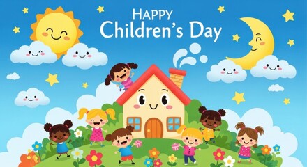 Celebration of Happy Childrens Day with Joyful Kids and Fun Activities
