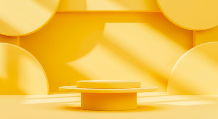 Minimalist Yellow Stage With Round Shapes