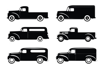 Vintage Car Silhouette Set: A collection of meticulously crafted vintage car silhouettes, perfect for adding a touch of nostalgia to any design.