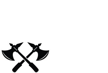 Black Crossed Axe Silhouettes   Vintage Tool Icon Set on White Background