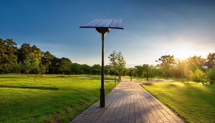 innovative solar street lamp illuminating park pathways showcasing the benefits of solar street lamp technology for eco friendly outdoor lighting solutions in public spaces