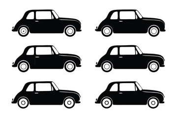 Retro Car Silhouettes: Capturing the essence of classic automotive design, these silhouette graphics showcase the iconic shape of a retro car, perfect for design projects and vintage themes.