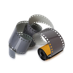 Roll of photographic film isolated on white