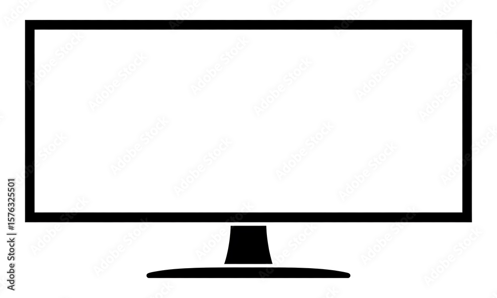 Fototapete simple black outline of a computer monitor with a blank white screen