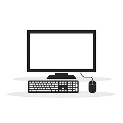 Fototapeta premium Modern black computer monitor keyboard and mouse set on a white background