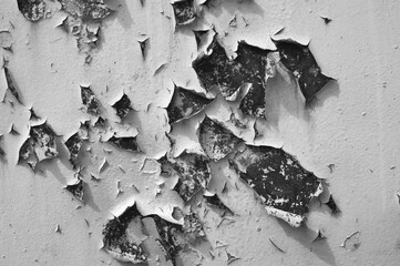 gray background, photo shows wall texture and old peeling paint