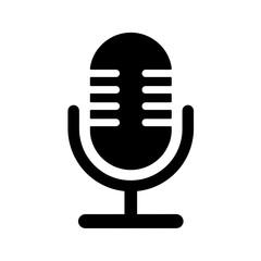 Black microphone icon on white background  