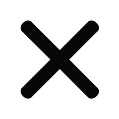 Fototapeta premium Black cross shape icon in minimalist design on a white background 